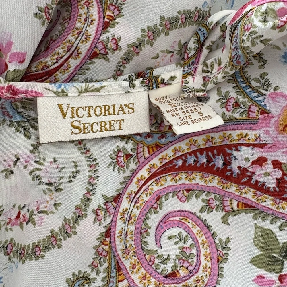 Vintage 90s Victoria’s Secret paisley satin slip dress negligée gold label small